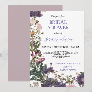 Budget Pressed Wildflower Boho Bridal Shower Invitation