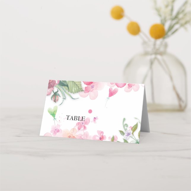 Budget, pretty birthday floral bright colours chic place card (Front)