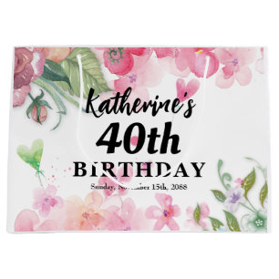 Budget, pretty birthday floral bright colours large gift bag