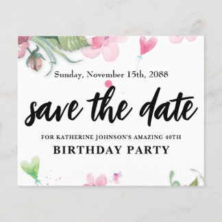 Budget, pretty birthday floral Save the date