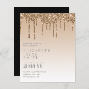 BUDGET Pretty Girly Bridal Shower Invites Glitter