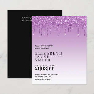 BUDGET Pretty Girly Bridal Shower Invites Glitter