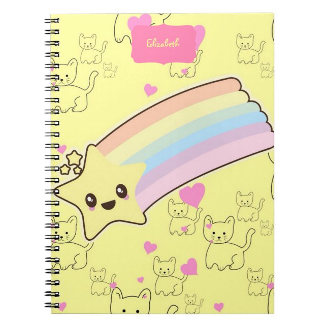 Budget Pretty Girly Cute Kawaii Girls Name Yellow Notebook (Front)