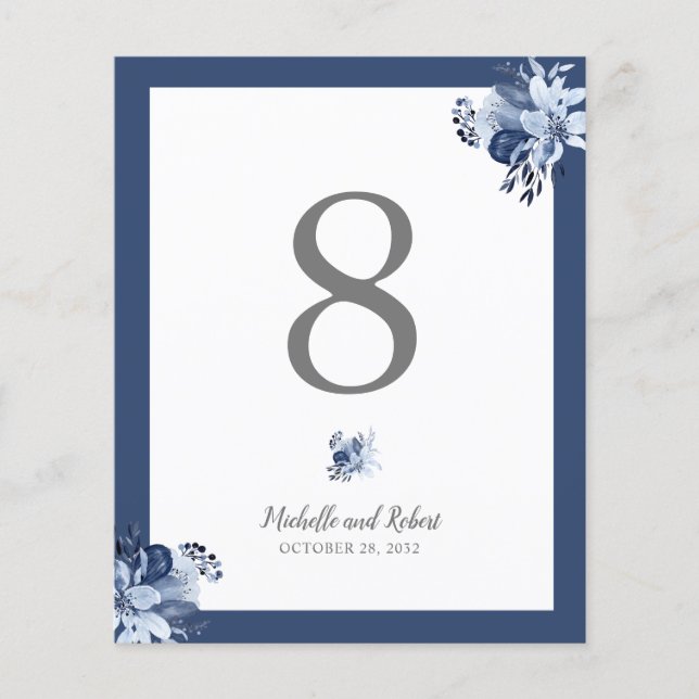 BUDGET Pretty Grey Navy Blue Floral wedding (Front)
