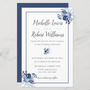 BUDGET Pretty Grey Navy  Floral 5,5x8,5 wedding 