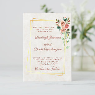 Budget Pretty rose and gold wedding Invitation