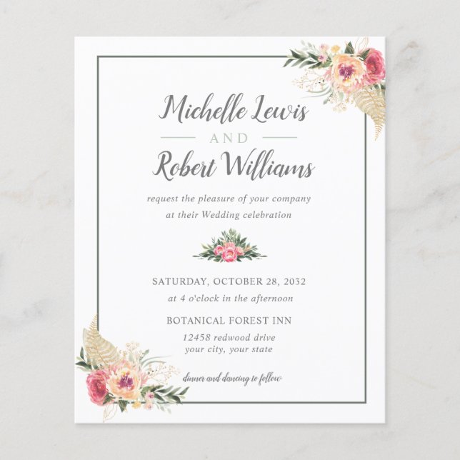 BUDGET Pretty White Pink Floral wedding (Front)