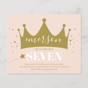 Budget Princess Pink Birthday Party Invitation