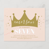 Budget Princess Pink Birthday Party Invitation