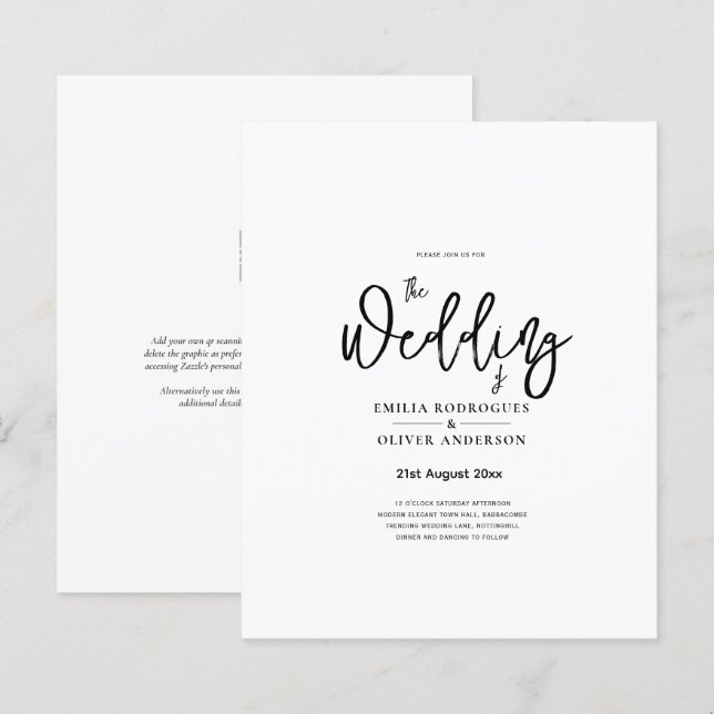 BUDGET Printed OR Digital Download Wedding INVITE (Front/Back)