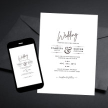 BUDGET Printed OR Digital Download Wedding INVITE