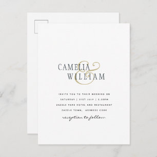 BUDGET Printed OR Digital Download Wedding INVITE Postcard