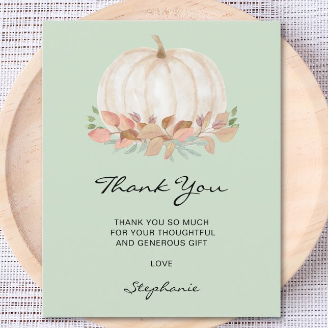 Budget Pumpkin Baby Shower Green Thank You Card (Creator Uploaded)