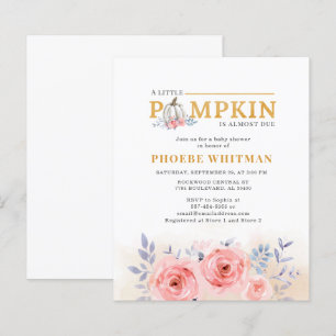 Budget Pumpkin Baby Shower Pink Roses Invitation