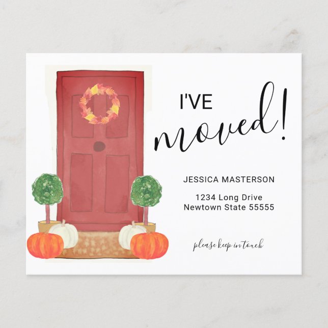 Budget Pumpkin Door I've Moved Moving Card (Front)