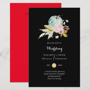 BUDGET Pumpkin Fall Floral Wedding Invite A9