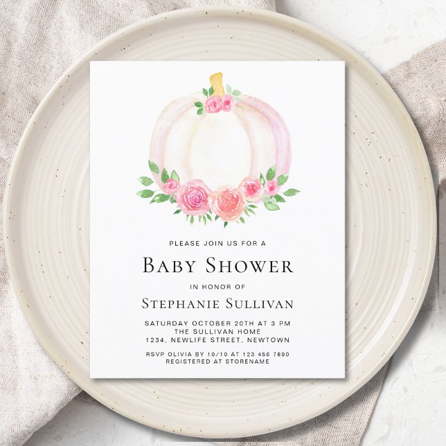 Budget Pumpkin Fall Girl's Baby Shower Invitation (Creator Uploaded)