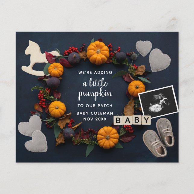 Budget Pumpkin New Baby Pregnancy Announcement (Front)