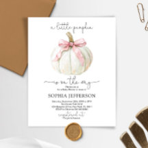 Budget Pumpkin & Pink Bow Baby Shower Invitation