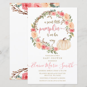 Budget Pumpkin Pink Girl Baby Shower Invitation