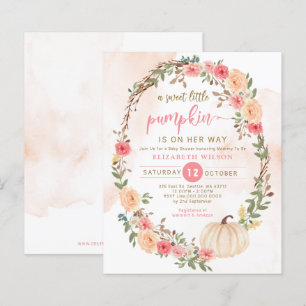 Budget Pumpkin Pink Girl Baby Shower Invitation