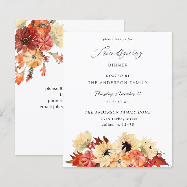 Budget Pumpkin & Sunflower Friendsgiving (Front/Back)