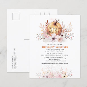 Budget Pumpkin Thanksgiving Dinner Invitation