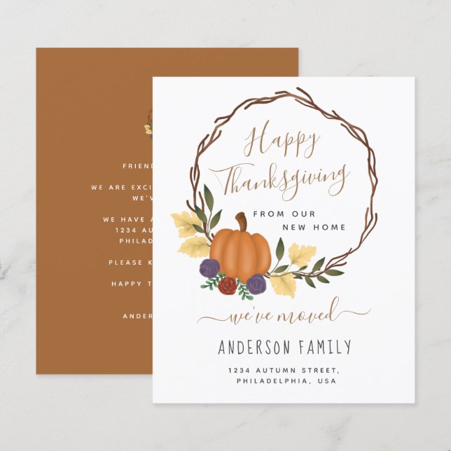 Budget Pumpkin Wreath Moving Announcement (Front/Back)