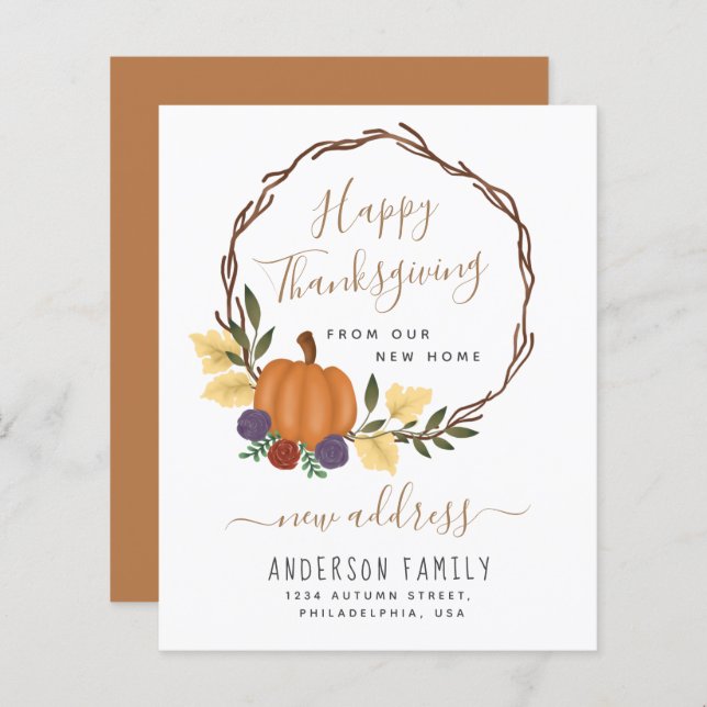 Budget Pumpkin Wreath New Address Announcement (Front/Back)