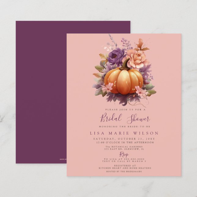 Budget Pumpkins Fall Bridal Shower Invitations (Front/Back)