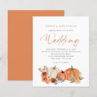 Budget Pumpkins Fall Florals Wedding Invitation