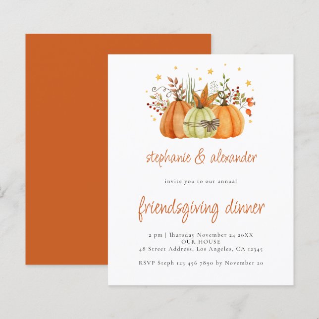 BUDGET Pumpkins Friendsgiving Dinner Thanksgiving (Front/Back)