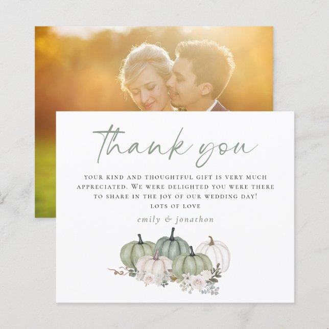 Budget Pumpkins Sage Photo Wedding Thank You (Front/Back)