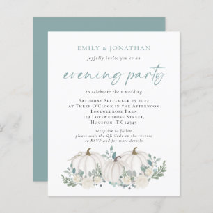 Budget Pumpkins Teal QR Evening Party Invite