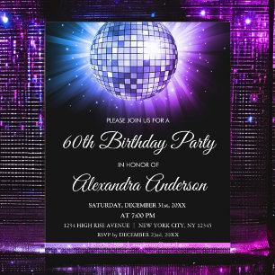 Budget Purple 60th Birthday Party 70's Disco Ball