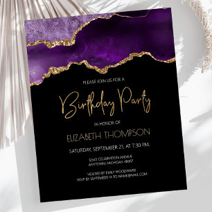 Budget Purple Agate Any Year Birthday Invitation