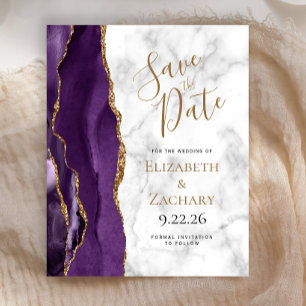 Budget Purple Agate Marble Save the Date