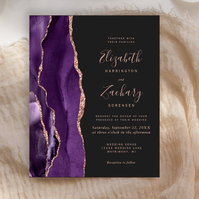 Budget Purple Agate Rose Gold Dark Wedding (Creator Uploaded)