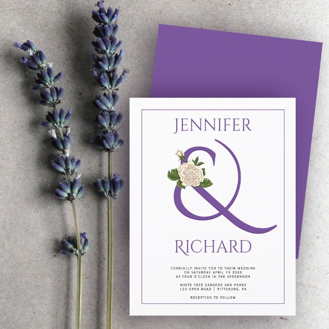 BUDGET purple ampersand wedding invitation (Creator Uploaded)