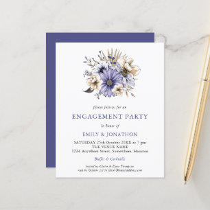 BUDGET Purple Cream Floral Engagement Party Invite