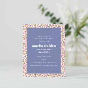 Budget Purple Dot Pattern Graduation Invitation