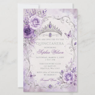 Budget Purple Floral Butterfly Quinceañera Photo