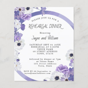 Budget Purple Floral Frame Rehearsal Invitation