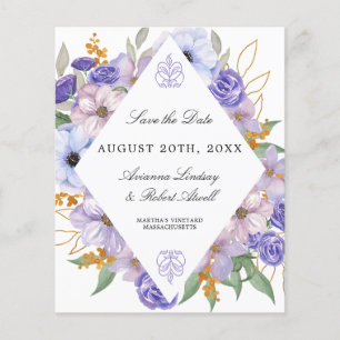 Budget Purple Floral Save the Date Card