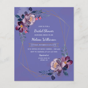 Budget Purple Floral Watercolor Bridal Shower Flye Flyer