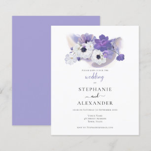Budget Purple Floral Wedding Invitation