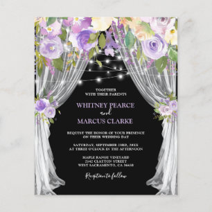 Budget Purple Floral Wedding Invitation