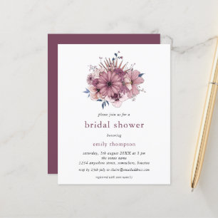 Budget Purple Florals Bridal Shower Invitation