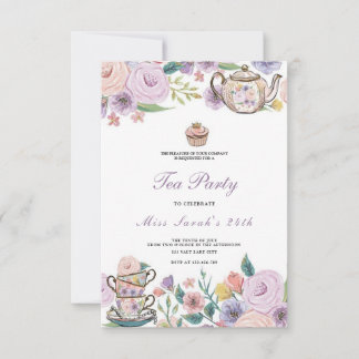 Budget Purple Florals Bridgerton Bridal Shower Invitation