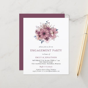 Budget Purple Florals Engagement Party Invitation